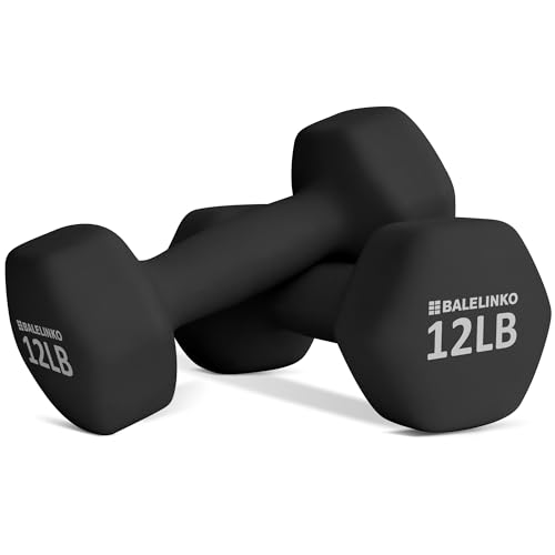 Balelinko Home Gym Equipment Workouts Strength Training Weight Loss Pilates Weights Yoga Sets Weights for Women, Men, Seniors and Youth - color: Black, style: 12 LB, Pair