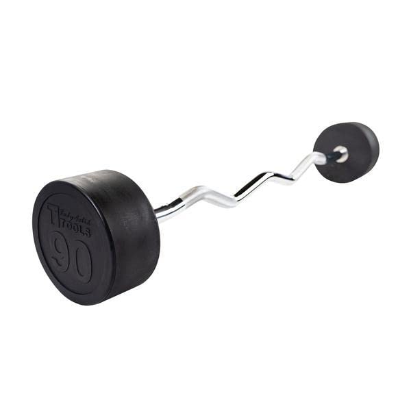 Body-Solid Rubber Coated Fixed Weights Curl Barbells - Weighted Bar for Weightlifting Exercise, Bodybuilding, Strength Training, Squat Rack & Bench Press - style: 90 lb