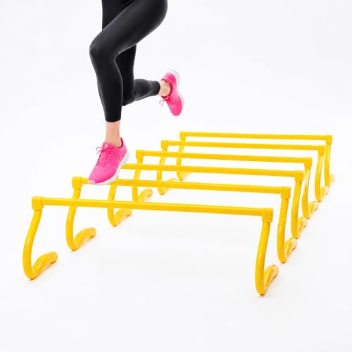 Japard 6 Pcs Adjustable Agility Hurdles, 4 Height Settings, Speed and Footwork Training Equipment for Soccer, Football, Basketball, Youth and Adults
