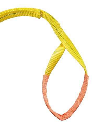 Everest C1130-2" x 3' Yellow Flat Sling Eye to Eye/Lifting Sling for Construction, Lifting, Moving, Hoisting - Strap Heavy Duty - 1-Pack 6400lbs WLL