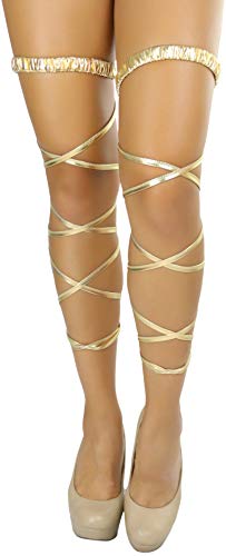 ToBeInStyle Women's Leg Wraps Ravewear Dancewear Elastic Straps Party Garter Music Festivals Costume Accessory Thigh High - color: Garter Wrap - Gold, size: One Size