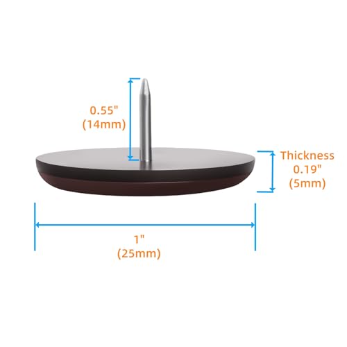 1" Nail on Furniture Sliders (24 Pack) - Furnigear Heavy Duty PTFE (Teflon) Chair Sliders Glides Wooden Furniture Movers Move Your Furniture Easily & Safety - Best Chair Leg Floor Protectors Brown - color: Brown, size: 1"-24 pack