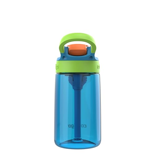 Contigo Autospout Kids Water Bottle 14oz Single Pack Blue Poppy/Cool Lime - color: Blue Poppy/Cool Lime, size: 14 oz (Pack of 1)