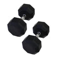 Ader 2lb-120lb Black Octagon Rubber Dumbbells Pair - size: 50lb