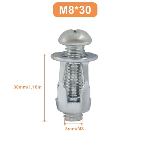Hollow Wall Anchors, M8x30, 20 Pack | Heavy Duty Cavity Fixing Anchors, For Thin Walls/Aluminium Cladding Sheet/Steel Pipe/Iron Sheet/Hollow Plastic Sheet - size: M8 x 1.18"