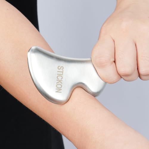 STICKON 2 in 1 Gua Sha Facial Tools Massage Scraper, Stainless Steel Acupuncture Pen Trigger Point Massage Tool Relief Pain for Full Body Acupressure Pen(STICKON-58) - style: STICKON-58 Shape