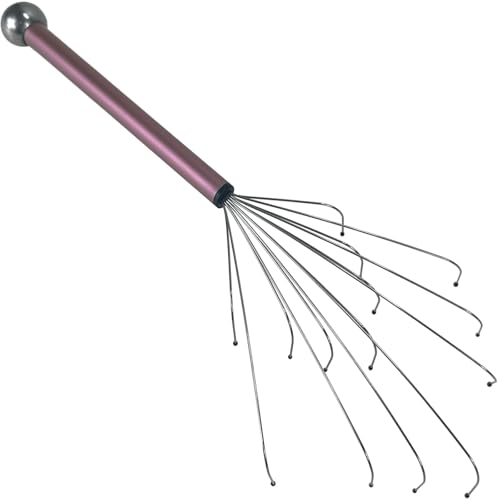 stargo Massage Master Metal Back Scratcher for Men, Women, Elderly - Wide Wire Claw Scratching Head Body Massager - Hand Back Scratch for Adults, Dogs - Massage Stick Gift - color: Metallic Pink