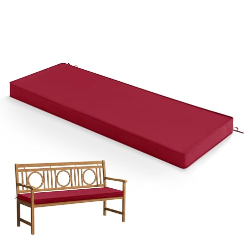 Summsun Outdoor Bench Cushion: Waterproof and Fade Resistant Patio Furniture Cushions - Non-Slip Bench Pad Cushion with Removable Cover for Garden Swing Porch Sofa Settee, 45 x 18 Inch, Red - color: Red, size: 45x18x3 Inch