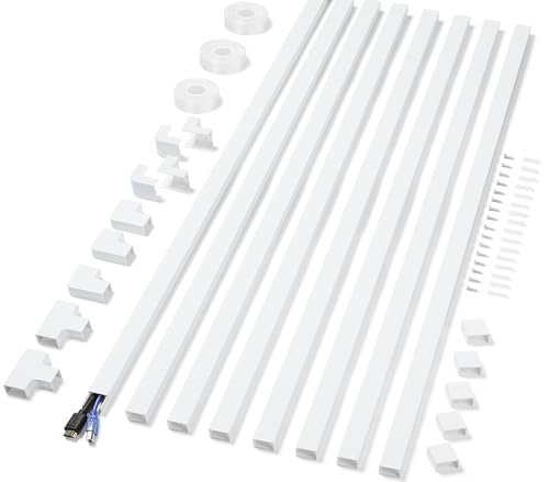 Cord Covers for Wires on Wall Extra-Long, 24ft TV Cord Hider Kit, Paintable Cable Management Concealer, TV Wire Hider for Wall, White Cable Raceway Channel, 8 x L36in x W0.95in x H0.55in - color: White, size: W0.95in X H0.55in X L24ft