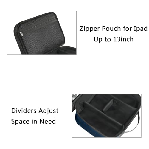 MATEIN Cord Organizer Travel for Men, Large Travel Accessories Changer Case for Cables, Cell Phone and Tablet (Up to 12.9inch), Portable Double Layers Cable Organizer Box, Navy Blue, Tech Gifts - color: Navy Blue, size: Large