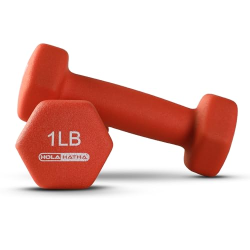 HolaHatha 1, 2 and 3 lb Neoprene Dumbbell Strength Training Weight Set with Rack - color: Blue/Red, size: 12 LB