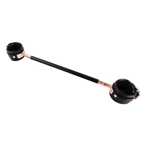Integration Wooden Black Spreader Bar with 2pcs PU Black Adjustable Straps,Workout Bar for Home Gym Training Bar,Exercise Detachable Pilates Kit