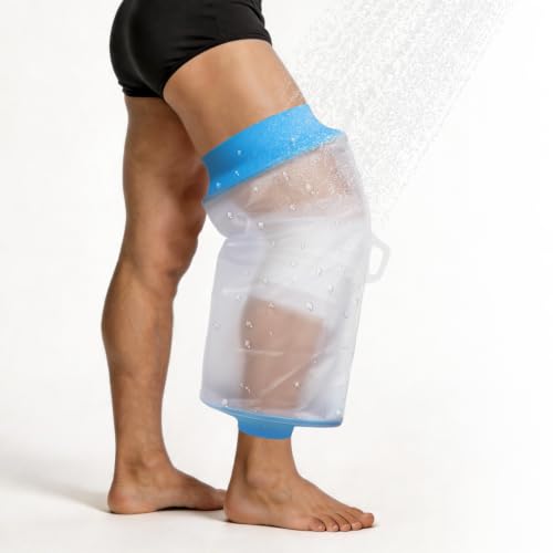 Asunby Large Size Adult Knee Shower Protector. Waterproof Knee Covers for Showering/Bath Bandage And Cast Sleeve After Surgery,Elastic Opening Makes It Easily Pull On And Off In A Non-Painful Way. - size: Adult Knee-L