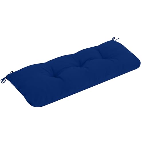 Outdoor Bench Cushion Waterproof, Tufted Bench Seat Cushion | 42 x 15 Inch Patio Wicker Indoor Seat Pads for Outside Garden Patio Balcony, Navy - color: Dark Cerulean, size: 42x15 Inch