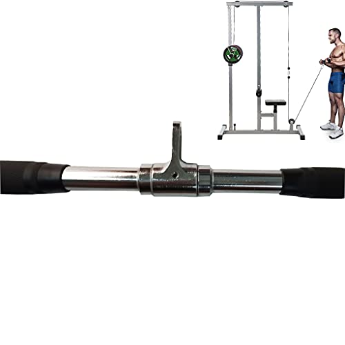 Lat Cable Machine Attachment Curl Pulldown Barbell Revolving Bar, Multi-Exerciser Cable Attachment, Solid Steel Tricep Press Down Bar with Rubber Handgrips & Revolving Hanger - color: 20 Inch