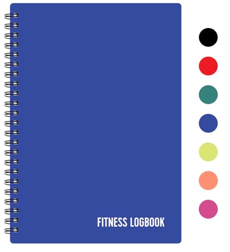 Fitness Logbook (Blue) - A5 Undated Workout Journal For Men & Women - Plastic Cover & Thick Paper - Planner Log Book To Track Weight Loss, Muscle Gain, Gym Exercise, Bodybuilding Progress - style: Blue Plastic