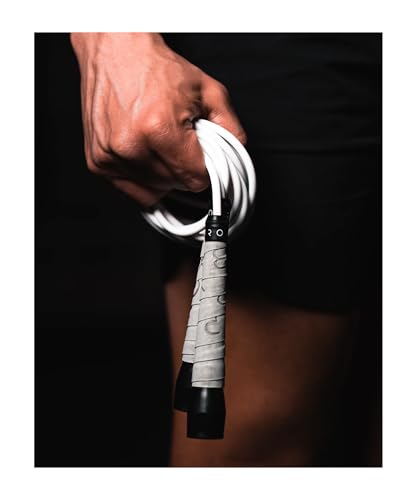 BOXROPE, A Jump Rope Made For Boxing, Tangle-Free, 15% Heavier Than A Normal PVC Rope, Boxer Jump Rope, Adjustable, Includes Grip Tapes For More Grip, Skipping Rope for Boxers, Premium Quality - color: Grey (Up to 6'2ft)