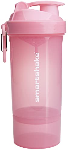 Smartshake O2GO ONE Plastic Protein Shaker Bottle 800 ml | 27 oz - Leakproof Screw-on Lid - BPA Free – Unisex - Light Pink - color: Light Pink