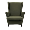 NILUOH Wingback Chair Cover 2-Piece Soft Stretch Wing Chair Slipcover Solid Color Armchair Sofa Couch Cover Furniture Protector with Elastic Bottom for Living Room Bedroom (Gray-Green) - color: Gray-green