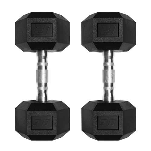 Ritfit 5-650 LBS PVC Encased Hex Dumbbell Sets with Optional Rack for Home Gym, Hand weight with Chrome Handle for Strength Training,Workouts - style: 2X30LBS