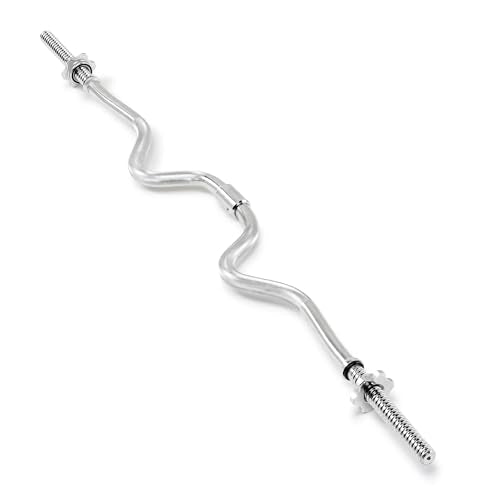 Marcy 1 inch Standard Curl Bar with Spin-Lock Collars Weightlifting Strength Training Home Gym Accessory for Triceps and Biceps - style: Two-Piece