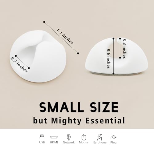SmiLife Cable Clips, Cord Holder, Adhesive Cord Clips, Wire Holder for Cable Management, Phone Charger, Desk, Wall, Nightstand and Office, White 9 PCS - color: White 1.1 inches