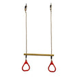 HUAWELL Swing Sets for Backyard, Monkey Bars & Swingset Accessories - Set - Wooden Trapeze Swing Bar Rings-Outdoor Play Equipment (Red)