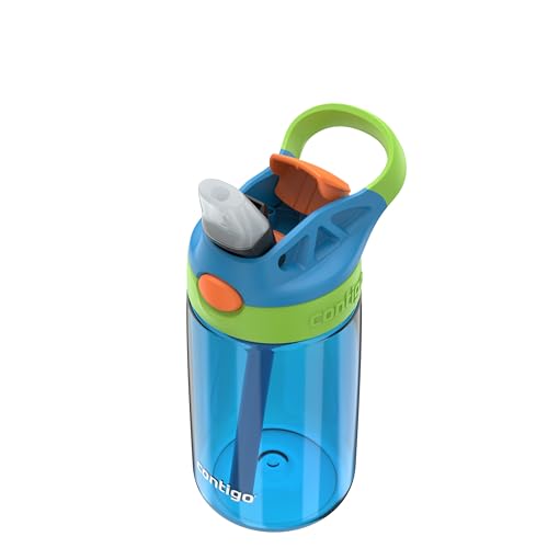Contigo Autospout Kids Water Bottle 14oz Single Pack Blue Poppy/Cool Lime - color: Blue Poppy/Cool Lime, size: 14 oz (Pack of 1)