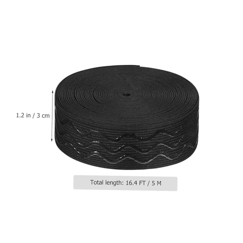 TEHAUX Black Grip Tape Elastic for Stairs Nonslip Sewing Elastic Band Wide Grip Tape for Clothing Bands Strap for DIY Garment