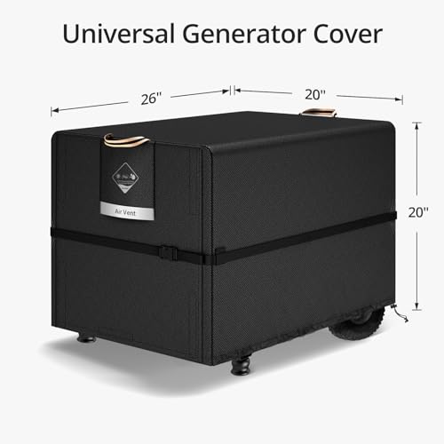 QH.HOME Waterproof Generator Cover 26x20x20 inch ,900D Heavy Duty Oxford with Secure Windproof Buckle- for Most Generators 3000-5000 Watt, Black - size: 26"(L) x 20"(W) x 20"(H)