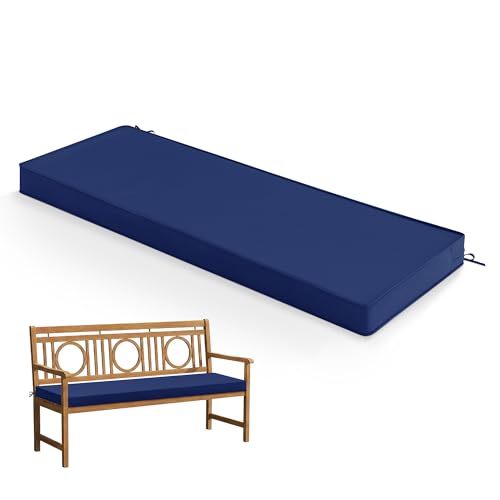 Summsun Outdoor Bench Cushion: Waterproof and Fade Resistant Patio Furniture Cushions - Non-Slip Bench Pad Cushion with Removable Cover for Garden Swing Porch Sofa Settee, 48 x 18 x 3 Inch, Navy Blue - color: Navy, size: 48x18x3 Inch