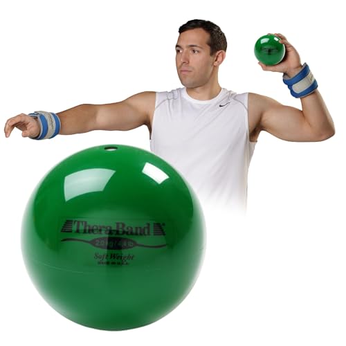 THERABAND Soft Weight 4.4 Lb, 4.5" Ball-Shaped Isotonic Exercise Balls for Physical Therapy, Weighted Ball Set for Pilates, Shoulder Strength & Rehab, Color-Coded, Portable & Easy to Grip - color: Green