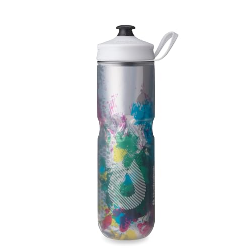 HydraPak | Polar Bottle - Polar Sport Insulated Water Bottle - BPA-Free, Sport & Bike Squeeze Bottle with Handle (Splash Multi, 700ml / 24oz) - color: Splash Multi, style: 24oz/700ml