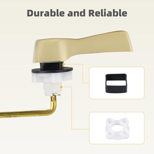Universal Metal Shiny Gold Toilet Handle Replacement, Brass/Front Mount | Toilet Flush Handle Lever with Adjustable Stainless Steel Chain, Compatible with Kohler, American Standard, TOTO, Mansfield - color: Polished Gold, style: Front Mount Design