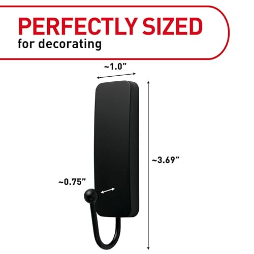 Command Medium Matte Black Wall Hook, 2 Coat Hooks and 4 Strips, Damage-Free Hanging with Adhesive, No Tools Great for Hanging Back to School Dorm Organizers, Holds up to 3 lb - color: Matte Black