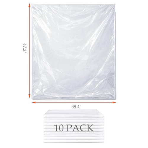 Clear Engine Storage Cover Bags, Heavy-Duty Transparent PE | 5- or 10-Pack, sizes 39.4×47.2 in & 55.1×55.1 in. Heavy-duty clear PE covers for engine storage & workshop use. - size: 39.4" × 47.2"