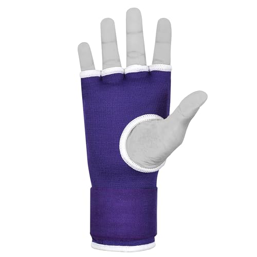HUNTER Gel Boxing Hand Wraps for Men & Women, Quick Inner Gloves with Wrist Support for MMA, Muay Thai, Kickboxing & Martial Arts Training, Knuckle Protection (Pair) - color: Purple, size: Large-X-Large