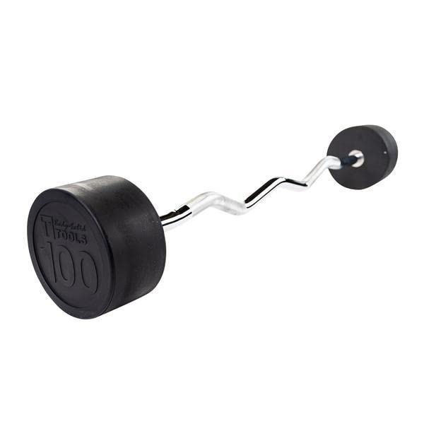 Body-Solid Rubber Coated Fixed Weights Curl Barbells - Weighted Bar for Weightlifting Exercise, Bodybuilding, Strength Training, Squat Rack & Bench Press - style: 100lbs.