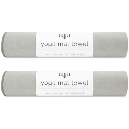 S&T INC. Aura Yoga Mat Towel, Quick Dry Towel, Soft and Absorbent for Gym, Pilates, and Hot Yoga Mat, 2 Pack, 26.5 inches x 72 inches, Microfiber, Grey - color: Grey (2 Pack)