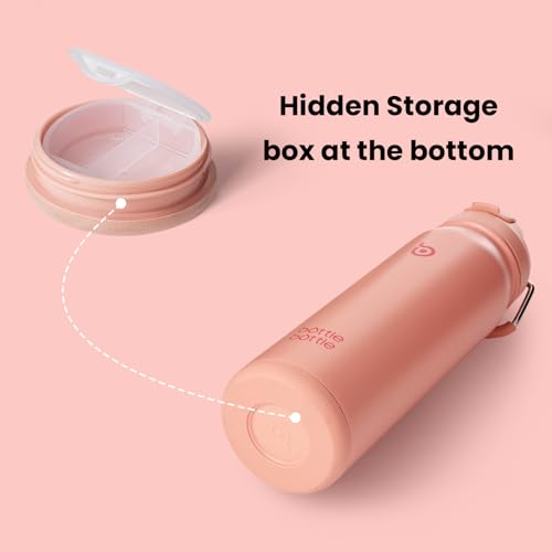 BOTTLE BOTTLE 24oz Insulated Water Bottle Stainless Steel Sport Water Bottle with Straw and Adjustable Lid Daily Pill Organizer - color: salmon