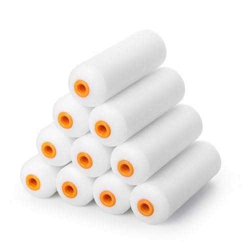 VOOMEY Mini Paint Roller,Small Paint Roller,4-Inch Foam Paint Roller with Foam-Covered Ends,10 Pack 4 Inch Small Paint Roller Covers,Roller Paint for Painting Walls,Cabinets,Corner,Cupboards,Doors - style: 4 inch 10 pack