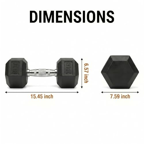 5-100 lb Rubber Hex Dumbbell Set - size: 70 lb, Pair
