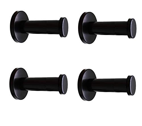 Classic Black Stainless Steel Heavy Duty Wall Mount Hooks, Bath Towel Hooks, Coat Hanger, Handbag Hooks, 4 in Pack (2-4/5") - size: 2-4/5"
