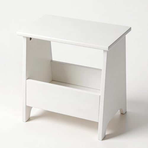 King Oasis Small Storage Stool with Flat Top, 15.7" Modern Footstool Ottoman for Living Room & Bedroom, Narrow Shoe Bench/Side Table for Entryway, Bathroom, Bedroom and Small Spaces, White - color: White