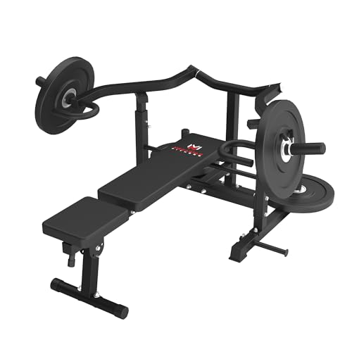 Chest Press Machine – Converging Motion for Home Gym, Adjustable Flat/Incline Bench with Dual Band Pegs, Versatile for Chest & AB Workouts - color: Black