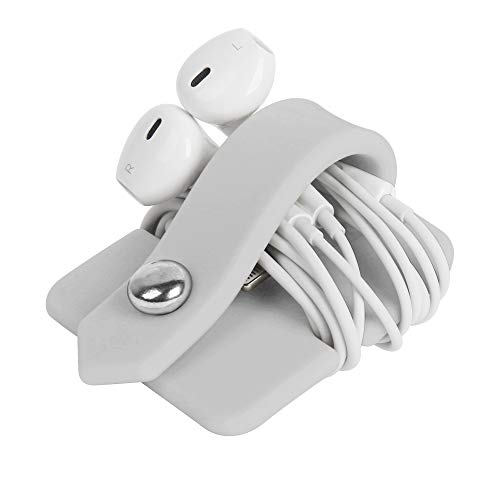 Silicone Earphone Organizer Earphone Wrap Winder Headphone Cord Organizer Wrap Winder Manager/Cable Winder(Gray, 1 Piece) - color: Light Grey