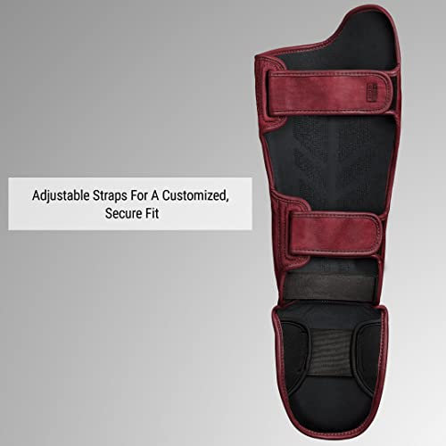 Hayabusa T3 LX Leather Striking Shinguards | Slip-On Design, Padded Knuckle Protection, Hook and Loop Closure, Muay Thai Kickboxing, Men and Women, Sparring - color: Crimson, size: Small