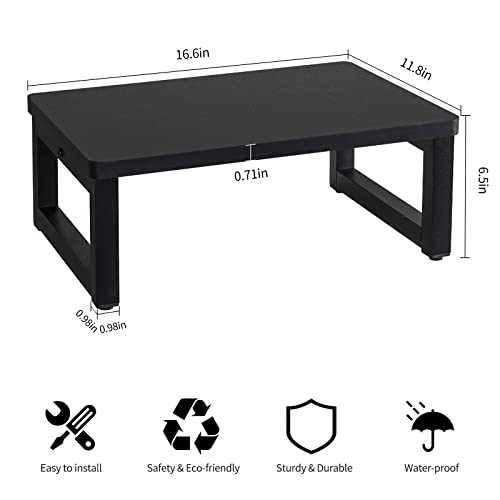 Snughome Wooden Step Stools for Adults Kids, Solid Wooden Bedside Step Stool Adults Hold Up to 350 lb, One Step Foot Stool for Kitchen, Bedroom, Living Room, Bathroom - Self-Assembly(Black) - color: Black