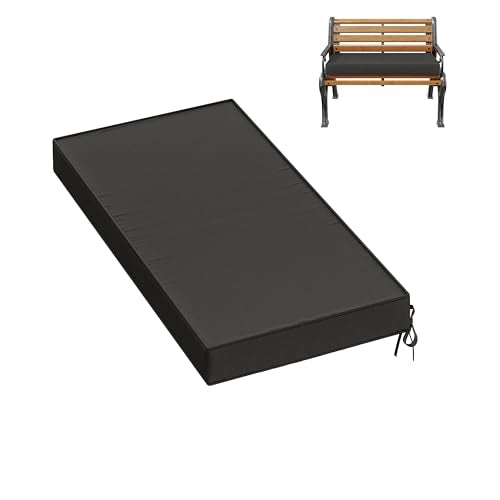 Premium Outdoor Bench Cushions for Patio Furniture 3.5inches Memory Foam Bench Cushion Waterproof Fade Resistant Porch Swing Cushions with Straps 36×18 Inch Black - color: Black, size: 36'' x 18'' x 3.5''