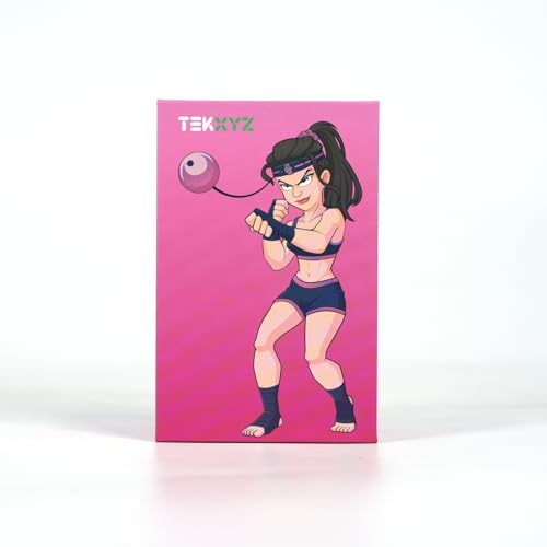 TEKXYZ® Reflex Ball with Counter App & Online Community, 2 Difficulty Levels Boxing Ball with Headband, Perfect for Reaction, Agility, Punching Speed, Fight Skill & Hand Eye Coordination Training - color: Pink/Red
